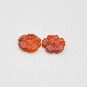 Vente chaude Orange Cornaline 16mm 18mm 20mm 22mm Fleur Fantaisie Sculpture Belle Pierre Précieuse En Vrac En Gros Sculpture Pierre Fournisseur - Product Image 3