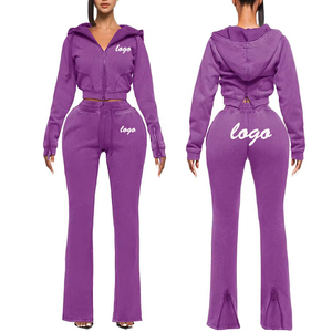 Conjunto de Chándal Vintage de Algodón Desgastado con Lavado Ácido para Mujer, Sudadera con Capucha y Pantalones de Chándal de Dos Piezas con Diseño Sólido - Product Image 1