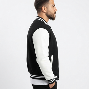 Chaqueta Varsity Retro Americana con Parches, Cuerpo de Lana, Mangas de Cuero de Cordero Genuino, Bordado Chenille, Transpirable e Impermeable al Viento - Product Image 2