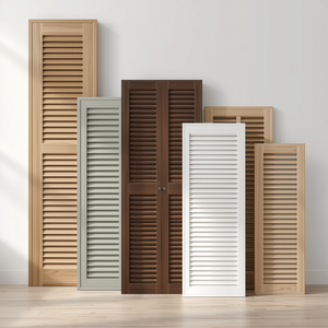 Custom <b>Rustic</b> Farmhouse Louvered Interior <b>Doors</b> Crafted from Solid Wood with Smooth Matte Finished Surface - Product Image 1
