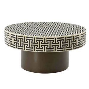 Table basse élégante en os incrusté, meuble décoratif fait main pour salon moderne et intérieur de maison - Product Image 1