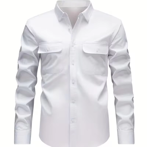 Men's Lightweight Long-Sleeve Casual Work Shirt 100% Cotton Twill Breathable Quick Dry Multiple Pockets Outdoor Hiking Fishing - Product Image 1