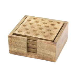 Sous-verres carrés de luxe en bois MDF poli foncé, faits à la main, écologiques, épaisseur 10 mm, Artizon Studio AS-WC640, vente en gros - Product Image 3