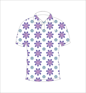 เสื้อโปโลผู้ชายสีขาวลายดอกเดซี่สีม่วงแขนสั้นเสื้อยืดกอล์ฟฤดูร้อนแบบลำลอง - Product Image 4