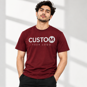 เสื้อยืดผู้ชาย OEM ผ้าฝ้าย 100% ทรงปกติ แขนสั้น คอกลม สีพื้น ผ้าถัก ยับยาก ระบายอากาศ แห้งเร็ว 230 กรัม สไตล์ลำลอง - Product Image 1
