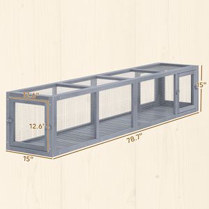 Recinto per Gatti in Legno Grigio Scuro 79"L X 15"W X 15"H, Protezione dalle Intemperie, Collegabile Internamente ed Esternamente per Gabbie e Casette per Animali - Product Image 3
