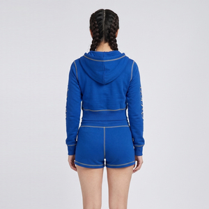 Ensemble 2 pièces décontracté pour femme : sweat à capuche à manches longues et col rond en tricot respirant, séchage rapide, écologique, couleur unie, et short de survêtement - Product Image 5