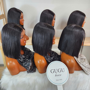 Perruques GUGU Hair en cheveux humains vietnamiens, double épaisseur, fermeture en dentelle 5x5, sans colle, ultra-lisses, 8 pouces - Product Image 2