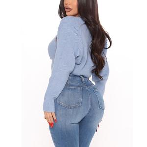 Pantalones Vaqueros de Mezclilla para Mujer, Cintura Alta Elástica, Color Sólido, Rectos, Transpirables, Sexys, Casuales, de Alta Calidad, Precio al por Mayor - Product Image 6