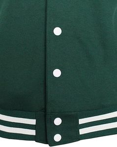 Chaqueta Varsity Verde y Blanca para Hombre con Cierre de Botones, Estilo Preppy, Corte Regular, para Otoño - Product Image 4