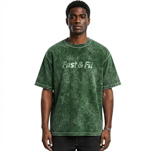 T-shirts pour hommes de haute qualité, style streetwear, col rond, effet délavé, vente en gros, prix bas, t-shirt délavé pour hommes - Product Image 4