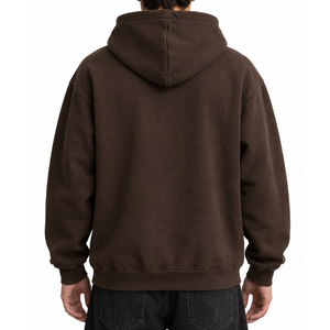 Sweat-shirt à capuche pour homme, imprimé graphique marron foncé, décontracté, avec poche avant - Streetwear classique - Product Image 3