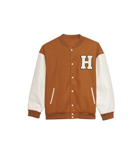 Veste universitaire personnalisée style décontracté avec logo / Vestes universitaires en laine Melton pour hommes en gros avec manches en cuir pour l'hiver - Product Image 1