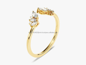 Marquise IGI/GIA Lab Grown Diamond Ring Vintage 14K/18k Gold Wedding/Anillo de compromiso con Pearl Lab Created Jewelry Setting - Product Image 3
