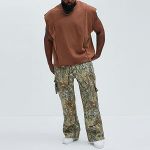 Pantalones Cargo de Camuflaje para Hombre, Cintura Elástica, Múltiples Bolsillos, Transpirables, Estilo Casual de Verano, Tejido de Poliéster - Product Image 3