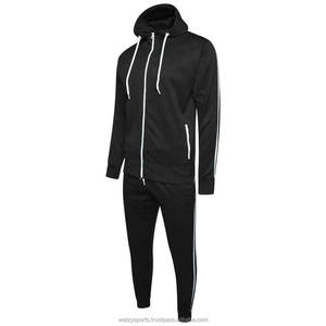 Logo de marque personnalisé survêtement pour hommes en polaire à rayures latérales sweat à capuche zippé sweat vêtements de jogging survêtements de course à pied de gymnastique - Product Image 4