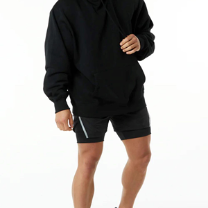 Shorts pour hommes en polyester noir avec poches, style streetwear, prix abordable, en vente 2026 - Product Image 1