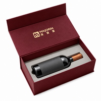 Boîte cadeau pour vin en papier couché gaufré de luxe personnalisée avec insert en EVA et logo en feuille d'or pour l'emballage d'une seule bouteille