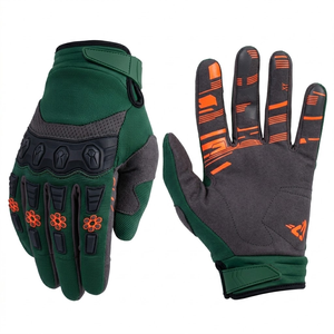 Full Finger Motocross Racing <b>Gloves</b> Green Orange Floral Pattern Non-Slip Nylon Unisex Outdoor Use Motorcycle <b>Touch</b> Screen <b>Gloves</b> - Product Image 2