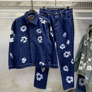 Ensemble en jean unisexe Streetwear Oversize en denim épais délavé avec imprimé couronne en coton et imprimé mousse - Product Image 3