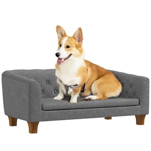 Cuccia Rialzata Grigia per Cani di Piccola e Media Taglia, con Materasso in Memory Foam e Rivestimento Rimovibile in Lino, Letto o Divano per Animali Domestici - Product Image 1