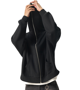 Sweat à capuche zippé oversize personnalisé en molleton de coton épais, coupe boxy, épaules tombantes, style streetwear, pour hommes et femmes - Product Image 1
