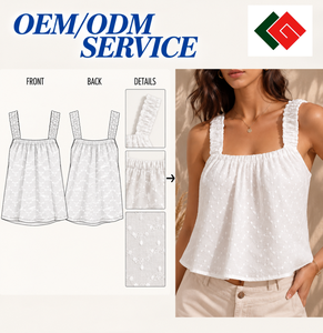 Top Corto de Algodón con Bordado Floral Blanco para Mujer, Sin Mangas, Cuello Cuadrado, Estilo Bohemio, Corte Regular, Ropa Casual - Product Image 3