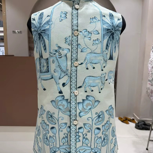 รอยัล นัวร์ ซาเฟด โคติ แจ็คการ์ด เสื้อคุร์ตาผู้ชายแบบดั้งเดิม แห้งเร็ว ใส่ได้ทุกฤดู ทรงปกติ เหมาะสำหรับงานปาร์ตี้ - Product Image 1
