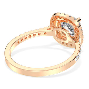 Bague de mariage en or rose massif 14K 18K avec diamants, design personnalisé REYES, nouvelle création, bague de fiançailles personnalisée, cadeau pour femme, bijoux - Product Image 4