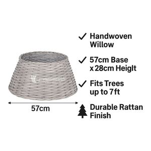 Wicker <b>Christmas</b> <b>Tree</b> Skirt Collar, Luxury Rustic Gray Wicker <b>Tree</b> <b>Base</b> Cover <b>for</b> <b>Christmas</b> Holiday and Home Decor - Product Image 2