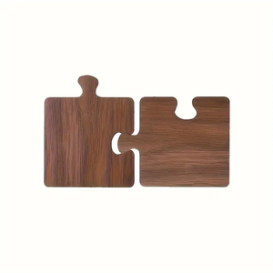 Ensemble de sous-verres en bois naturel pour le thé, le café, les boissons, écologiques, durables, sous-verres modernes en forme de puzzle pour la table de cuisine - Product Image 3
