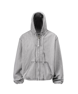 <b>Men's</b> Plus Size Cotton Hooded Zipper <b>Blouson</b> <b>Jacket</b> Casual Loose Fit Solid Color Front Pocket Autumn Wear Regular Sleeve - Product Image 3
