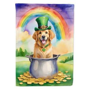 Drapeau de jardin de la Saint-Patrick pour les fans du Golden Retriever Bannière de cour décorative multicolore pour Patio Artwork Drapeau de parterres de fleurs - Product Image 1