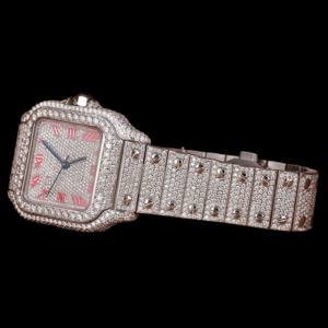 Reloj de Lujo con Diamantes de Moissanita Personalizados, Movimiento de Cuarzo Antiguo Cuadrado, Reloj de Acero Inoxidable para Hombre, Joyería Fina - Product Image 2