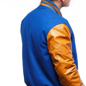 Manufacturer Custom Embroidery Canvas Fleece Stand Collar Cartoon Print College Letterman Varsity Jacket <b>Men</b> Plus Size Winter - Product Image 4