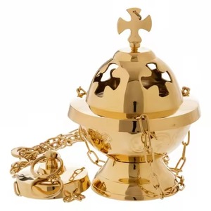 Vintage Style Brass Incense <b>Burner</b> Gold Finish Hand Made Religious Aromatherapy Diffuser Decorative Design <b>For</b> Meditation Prayer - Product Image 2