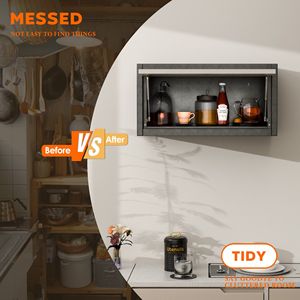 Armadietto Metallico da Parete 30 cm P x 66 cm L x 35 cm A, Armadietto a Muro con Anta a Ribalta per Garage, Officina, Cucina, Scaffalature da Garage - Product Image 4