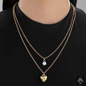 PRAO Anti-Tarnish Double <b>Layered</b> Chain <b>Necklace</b> Heartthrob <b>Fashion</b> Accessory - Product Image 5