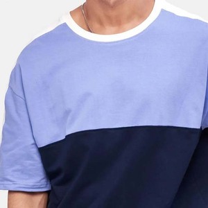 T-shirts pour hommes de style streetwear, col rond, en coton respirant, design personnalisé OEM, couleurs contrastées, grandes tailles - Product Image 1