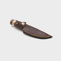 Couteau de chasse à pointe tombante, lame en acier Damas, manche en bois de cerf, couteau de survie pour l'extérieur