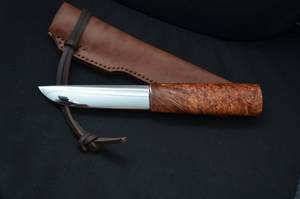 Hunting Knife With Wood Handle Drop Point Blade Stainless Steel Straight Edge <b>Leather</b> Sheath Outdoor Survival <b>Tool</b> - Product Image 2