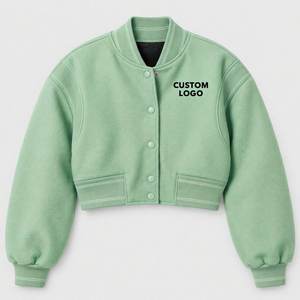 Veste Courte Femme Délavée Personnalisée Coupe Oversize Col Montant Manches Longues Coton Style Vintage Streetwear Automne - Product Image 1