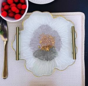 Bandeja de Servir Decorativa Hecha a Mano de Resina, Moderna, Plegable, con Asas Desmontables, Apta para Lavavajillas, para Desayuno, Cocina, Mesa de Comedor, Té - Product Image 5