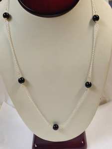 Collar de ónix negro, plata de ley 925 y oro amarillo de 14 quilates, joyería fina con piedras preciosas para mujer, regalo. - Product Image 2