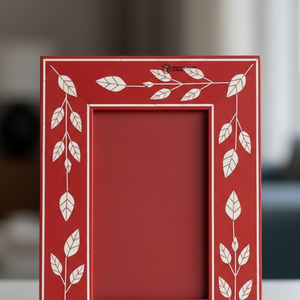Cadre photo élégant en os incrusté de pierres rouges, fait main, décoration de luxe pour la maison - Product Image 5