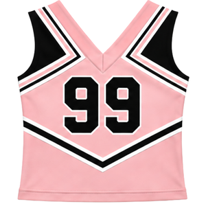Haut d'uniforme de cheerleading rose clair sans manches, col en V, pour femmes et filles, idéal pour les équipes de danse et les compétitions - Product Image 2
