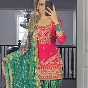 Jilzab brodé de Dubaï avec Dhoti, style Bollywood classique pour femmes, costume Salwar pour toutes les saisons et les fêtes - Product Image 1