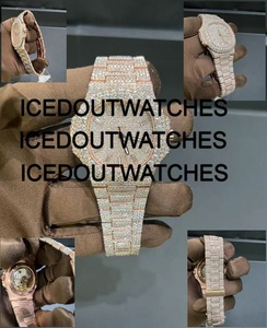 Montre sport pour homme en acier inoxydable sertie de diamants Moissanite, chronographe, 40 mm, résistance à l'eau 10 bars, bracelet de 20 mm - Product Image 1