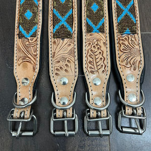 ปลอกคอสุนัขประดับลูกปัดหนังแท้นุ่มปรับได้ปลอกคอสัตว์เลี้ยงบุนวมนุ่มสบายทนทาน - Product Image 6