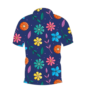 เสื้อโปโลผู้ชายสีน้ำเงินกรมท่าพิมพ์ลายดอกไม้หลากสีแขนสั้นลำลองแฟชั่นฤดูร้อน - Product Image 2